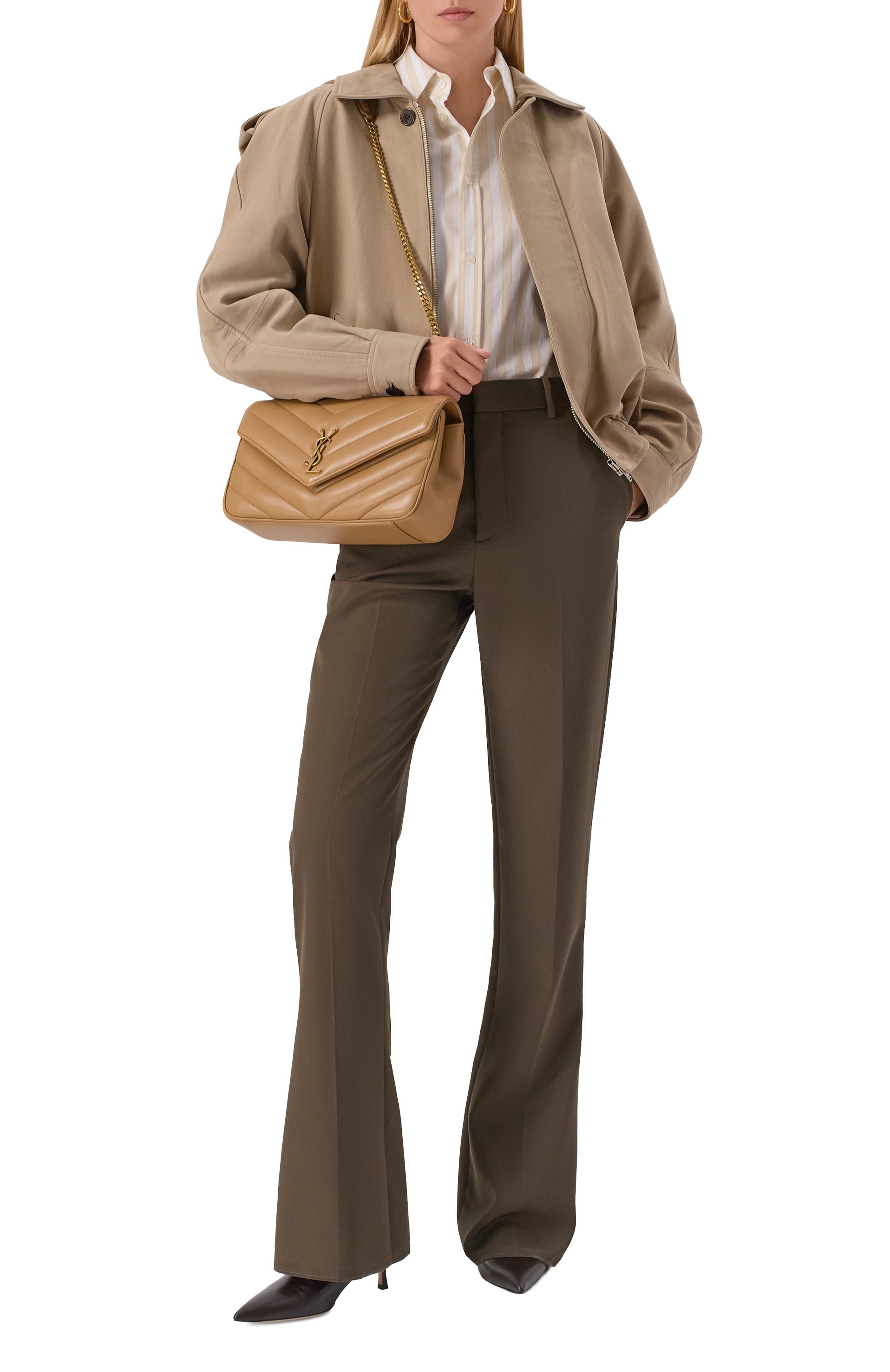 Сумка loulou medium SAINT LAURENT темно-бежевого цвета по цене 399500 руб., арт. 801439/AAEAX, фото 7 Сумка loulou medium SAINT LAURENT, арт. 801439/AAEAX, фото 7