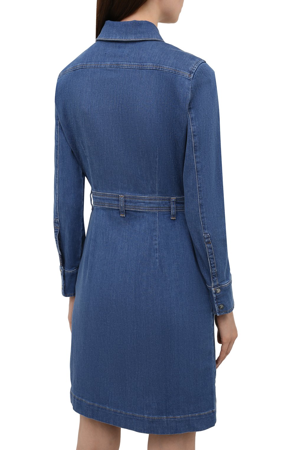 Джинсовое платье 7 FOR ALL MANKIND синего цвета по цене 32300 руб., арт. JSLLZ030WT, фото 4 Джинсовое платье 7 FOR ALL MANKIND, арт. JSLLZ030WT, фото 4