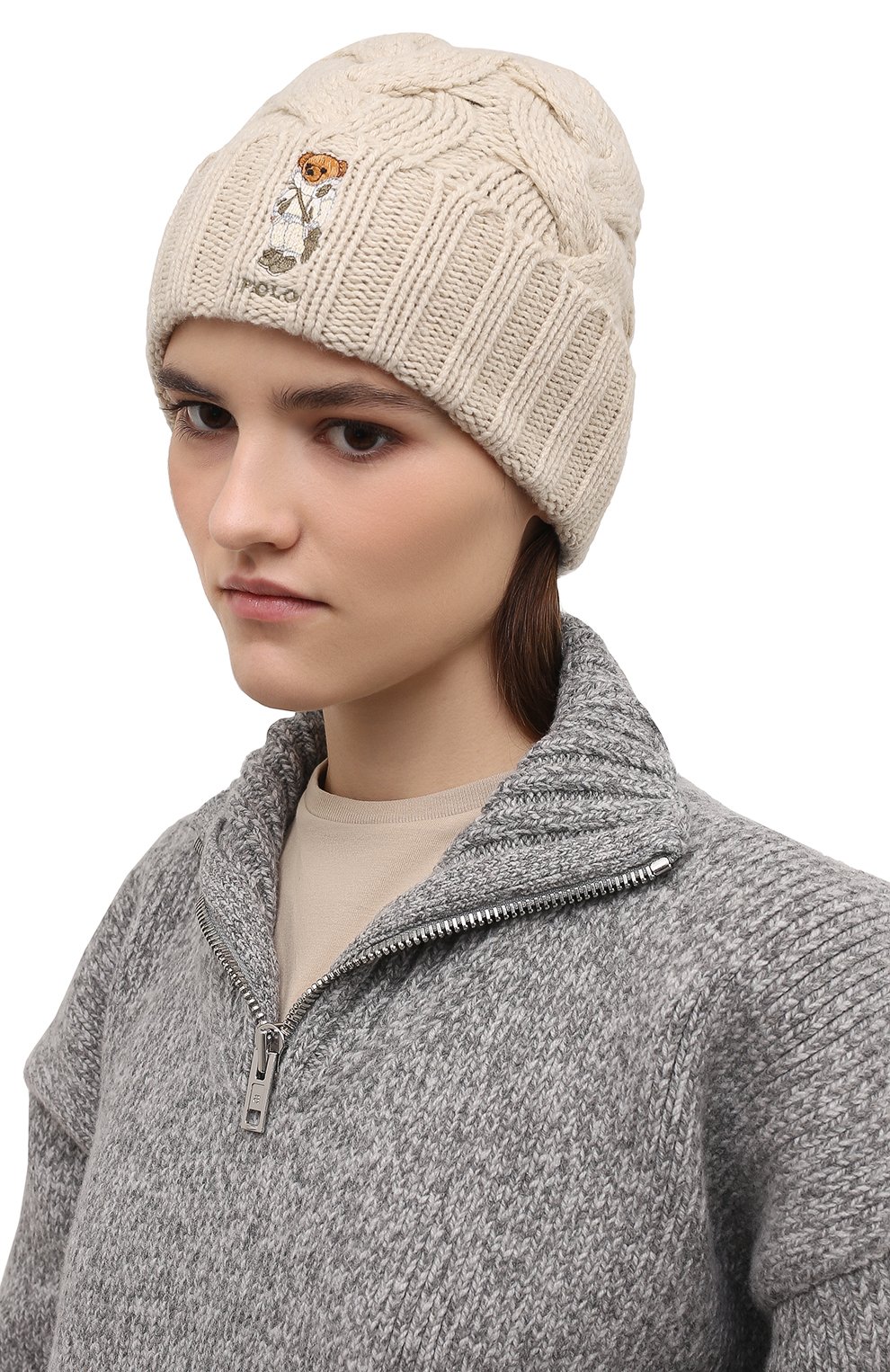 Шапка POLO RALPH LAUREN кремового цвета по цене 8495 руб., арт. 455858568, фото 2 Шапка POLO RALPH LAUREN, арт. 455858568, фото 2