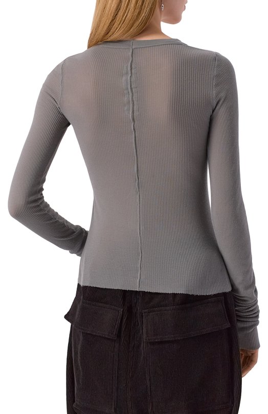 Лонгслив из вискозы и шелка Rick Owens RP02E4209/RC Серый  RP02E4209/RC Фото 4