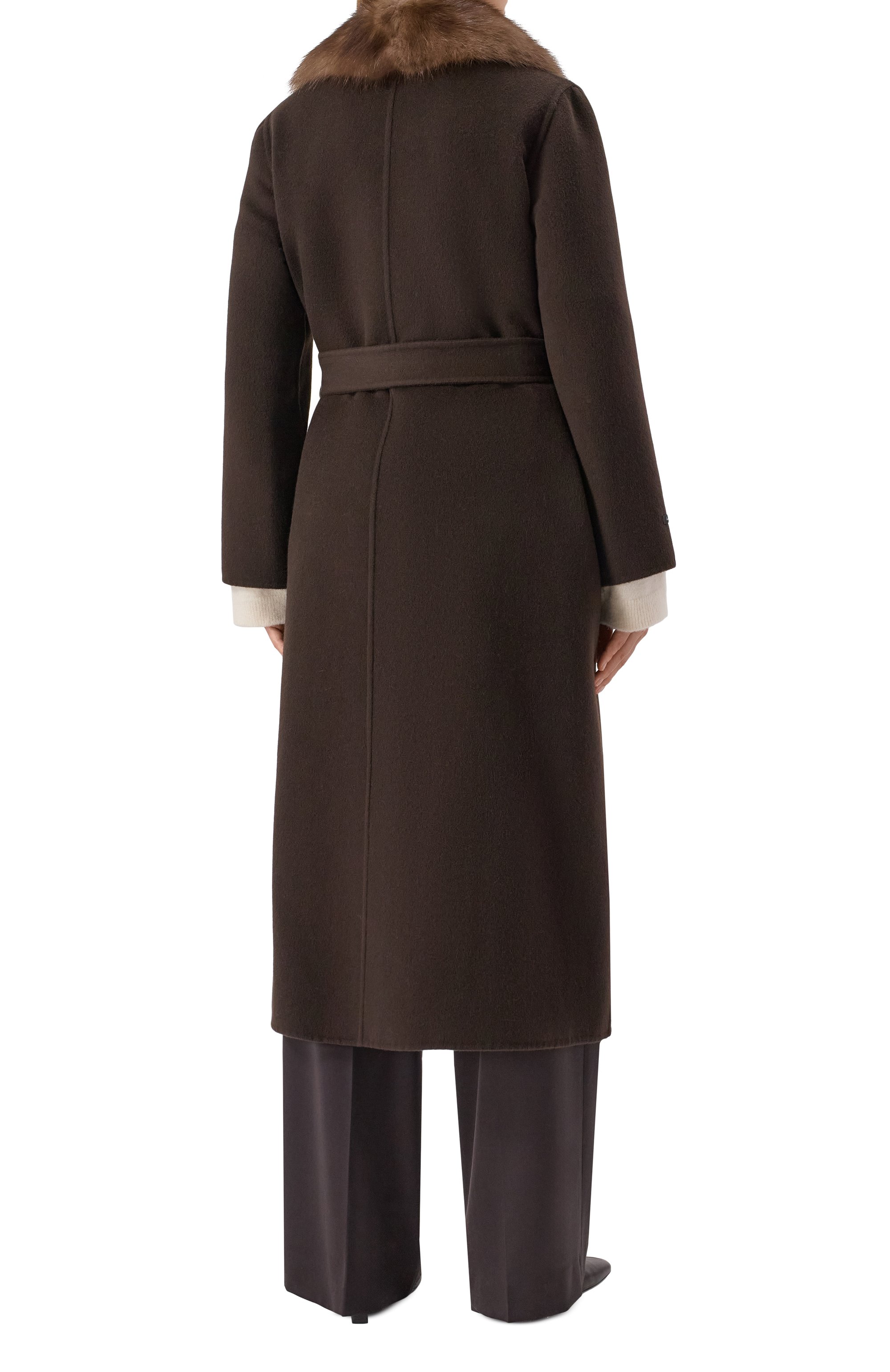 Пальто из шерсти и кашемира с отделкой из соболя MANZONI24, арт. 24M1398-DB1Z, фото 4