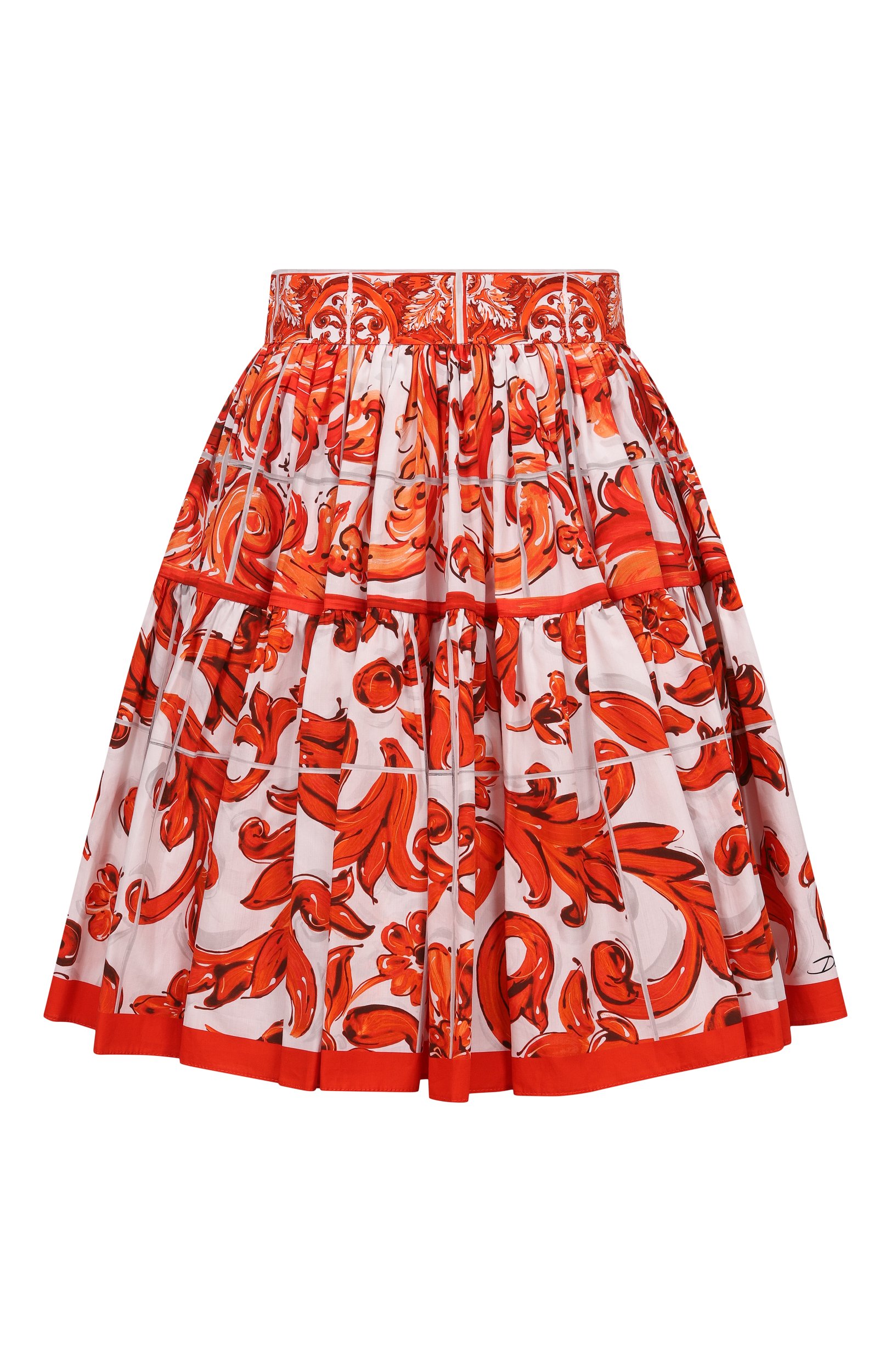 Хлопковая юбка DOLCE & GABBANA оранжевого цвета по цене 136500 руб., арт. F4CB1T/GDDRL, фото 1 Хлопковая юбка DOLCE & GABBANA, арт. F4CB1T/GDDRL, фото 1