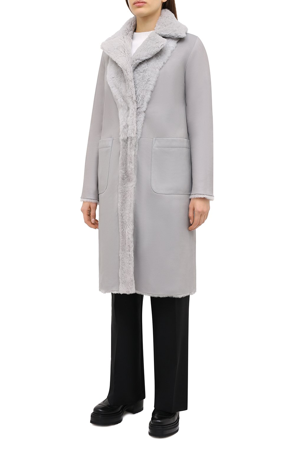 Дубленка MANZONI24 светло-серого цвета по цене 284500 руб., арт. 20M800-S10/38-46, фото 7 Дубленка MANZONI24, арт. 20M800-S10/38-46, фото 7