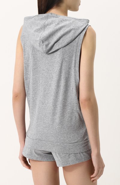 Хлопковый топ с капюшоном EMPORIO ARMANI серого цвета по цене 8345 руб., арт. 163999/8P317, фото 4 Хлопковый топ с капюшоном EMPORIO ARMANI, арт. 163999/8P317, фото 4