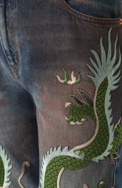 Джинсы прямого кроя с потертостями и вышивкой GUCCI, арт. 478003/XR713, фото 5