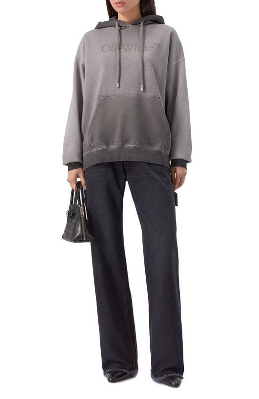 Хлопковое худи Off-White 0WBB06DF25FLE001 Серый  0WBB06DF25FLE001 Фото 2
