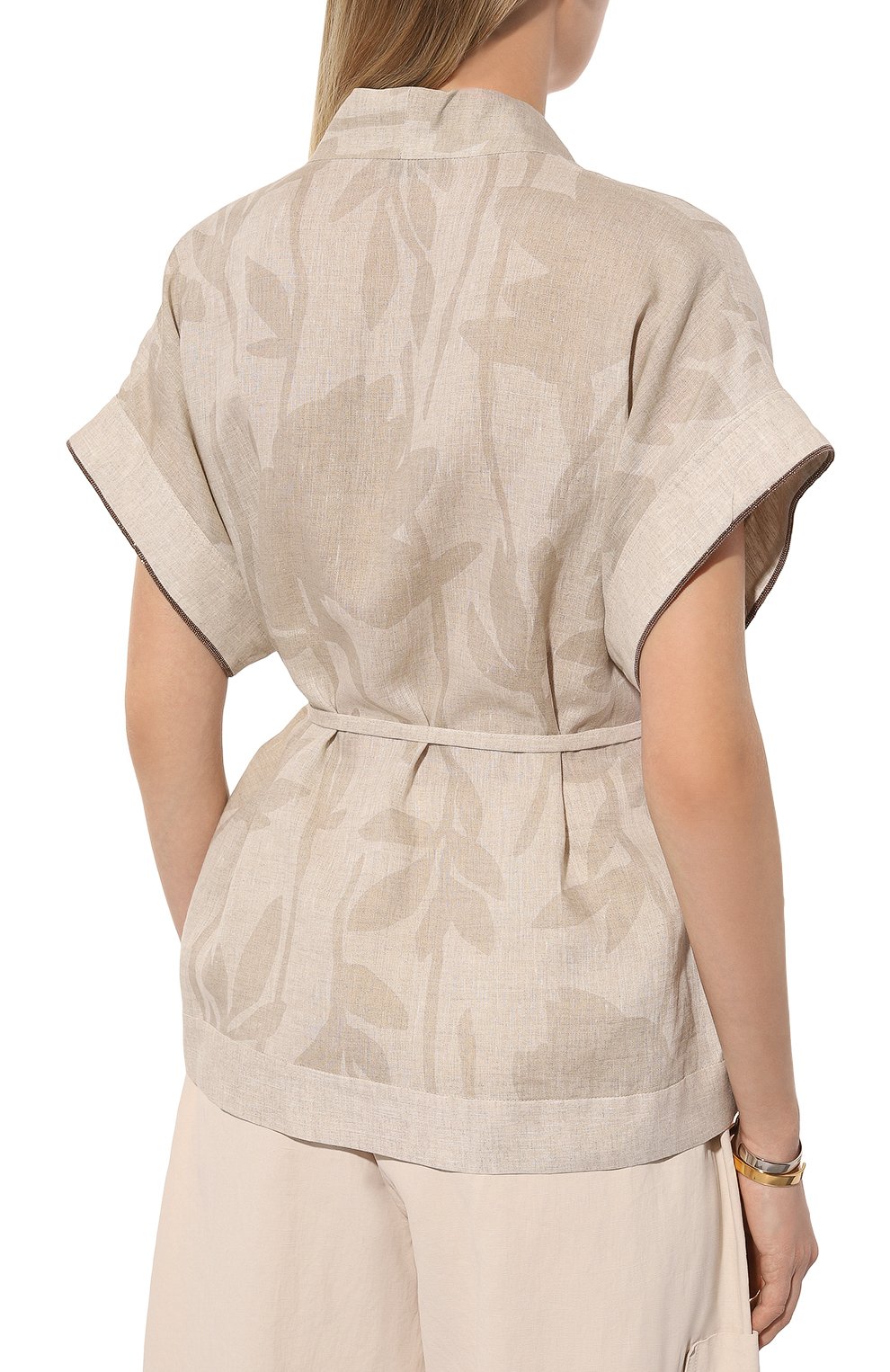 Льняной жакет-кимоно BRUNELLO CUCINELLI бежевого цвета по цене 192500 руб., арт. MB650B1344, фото 4 Льняной жакет-кимоно BRUNELLO CUCINELLI, арт. MB650B1344, фото 4