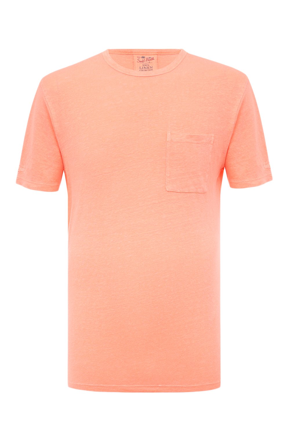 Льняная футболка MC2 SAINT BARTH оранжевого цвета по цене 9520 руб., арт. STBM/ECSTASEA/00006D, фото 1 Льняная футболка MC2 SAINT BARTH, арт. STBM/ECSTASEA/00006D, фото 1