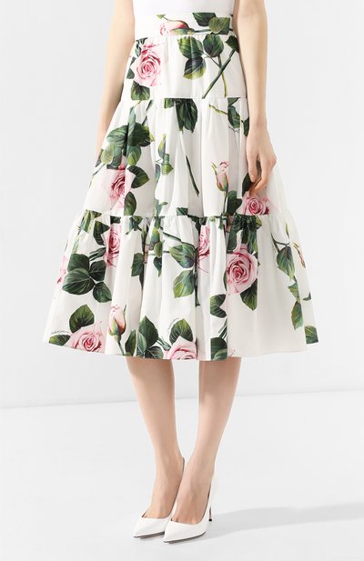 Хлопковая юбка DOLCE & GABBANA белого цвета по цене 117000 руб., арт. F4BM0T/HS5FZ, фото 3 Хлопковая юбка DOLCE & GABBANA, арт. F4BM0T/HS5FZ, фото 3