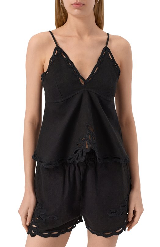 Хлопковый топ Isabel Marant Etoile HT0537FA/C1J12E Чёрный  HT0537FA/C1J12E Фото 3