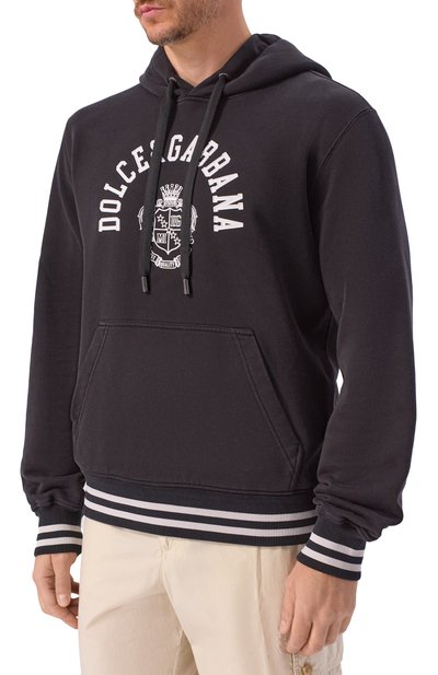 Хлопковое худи DOLCE & GABBANA черного цвета по цене 125500 руб., арт. G9BGPT/G7P0T, фото 3 Хлопковое худи DOLCE & GABBANA, арт. G9BGPT/G7P0T, фото 3