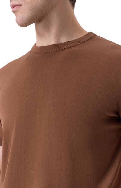 Хлопковый джемпер CANALI коричневого цвета по цене 36450 руб., арт. C0719/MK02459, фото 5 Хлопковый джемпер CANALI, арт. C0719/MK02459, фото 5