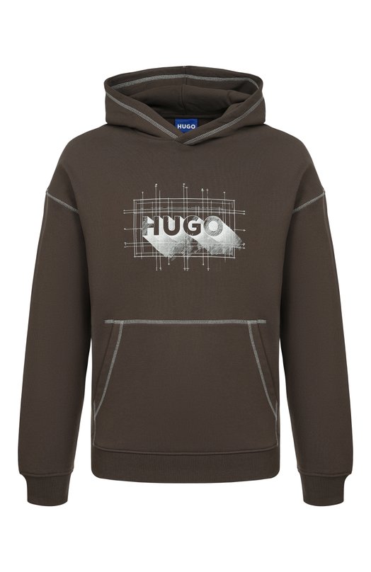 Хлопковое худи HUGO Blue 50553506 Коричневый 50553506
