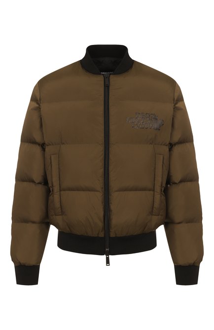 Мужской пуховик DSQUARED2 хаки цвета, арт. S74AM1612/S53817 | Фото 1 (Автоматизация состава: Проставлено; Материал подклада: Синтетический материал; Материал утеплителя: Пух и перо; Автоматизация ТО: Проставлено; Материал внешний: Синтетический материал; Длина (верхняя одежда): Короткие; Рукава: Длинные)