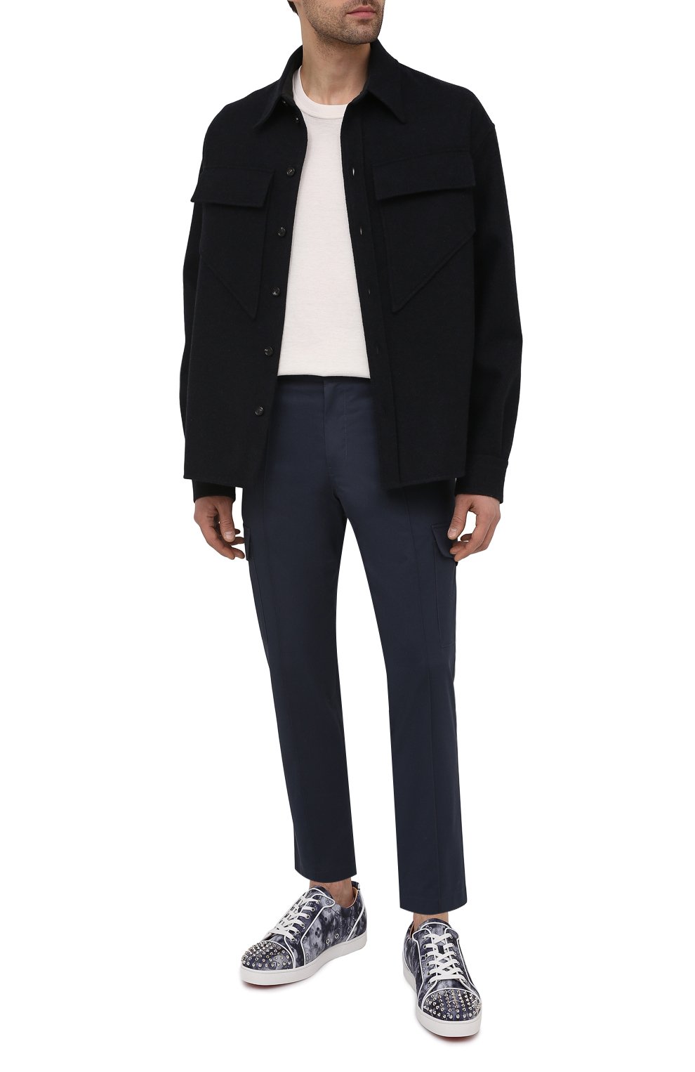 Комбинированные кеды louis junior spikes orlato CHRISTIAN LOUBOUTIN синего цвета по цене 87450 руб., арт. 1210811/L0UIS JUNI0R SPIKES 0RLAT0 FLAT, фото 2 Комбинированные кеды louis junior spikes orlato CHRISTIAN LOUBOUTIN, арт. 1210811/L0UIS JUNI0R SPIKES 0RLAT0 FLAT, фото 2