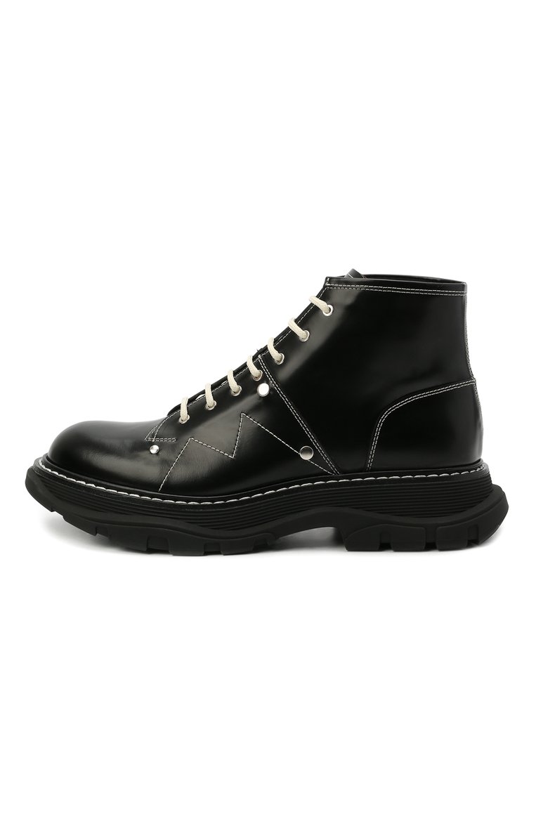 Мужские кожаные ботинки ALEXANDER MCQUEEN черного цвета, арт. 604253/WHZ81 | Фото 3 (Подошва: Массивная; Материал внутренний: Натуральная кожа; Каблук высота: Высокий; Мужское Кросс-КТ: Ботинки-обувь; Материал утеплителя: Без утеплителя; Драгоценные камни: Проставлено; Материал сплава: Проставлено; Материал внешний: Натуральная кожа)