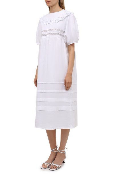 Хлопковое платье LOOM BY RODINA белого цвета по цене 42500 руб., арт. LBR-013, фото 3 Хлопковое платье LOOM BY RODINA, арт. LBR-013, фото 3