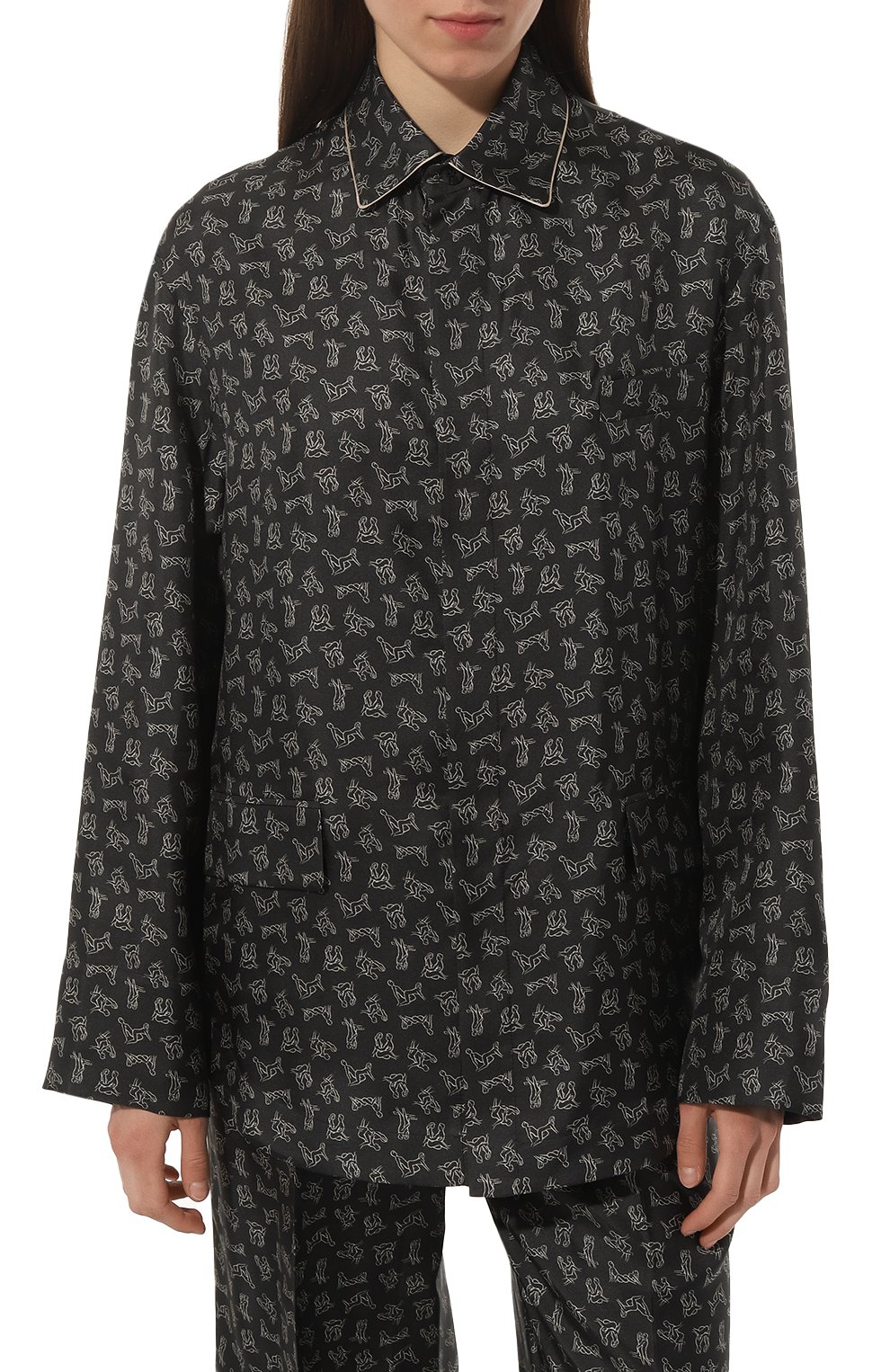 Шелковая рубашка GOOROO черного цвета по цене 62640 руб., арт. SH002-2000-9911-S23, фото 3 Шелковая рубашка GOOROO, арт. SH002-2000-9911-S23, фото 3