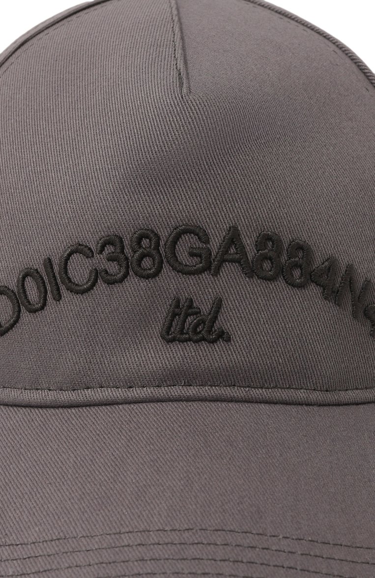 Мужская хлопковая бейсболка DOLCE & GABBANA темно-серого цвета, арт. GH706Z/GH892 | Фото 4 (Нос: Не проставлено; Материал: Текстиль, Хлопок; Материал сплава: Проставлено)