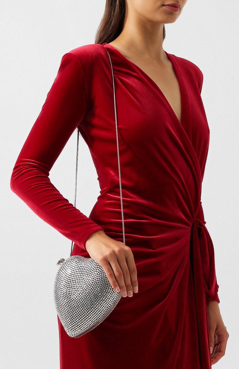 Женский клатч love SAINT LAURENT серебряного цвета, арт. 484049/0TR26 | Фото 5 (Женское Кросс-КТ: Клатч-клатчи, Вечерняя сумка; Материал: Натуральная кожа; Размер: mini; Ремень/цепочка: На ремешке)