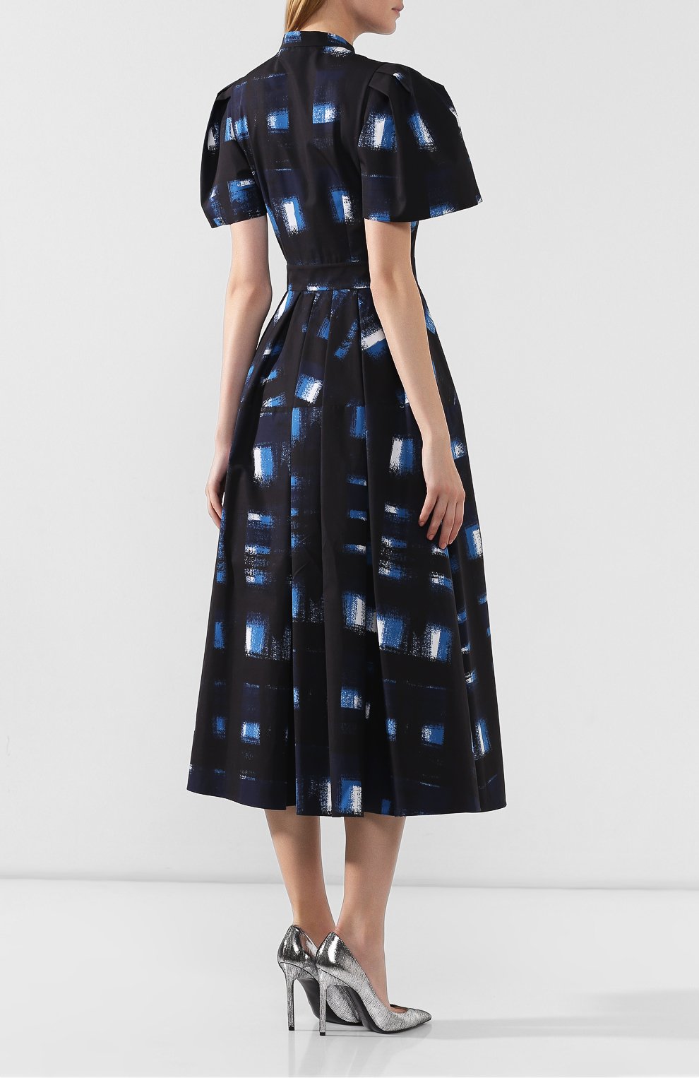 Хлопковое платье ALEXANDER MCQUEEN синего цвета по цене 263500 руб., арт. 585995/QCAAA, фото 4 Хлопковое платье ALEXANDER MCQUEEN, арт. 585995/QCAAA, фото 4