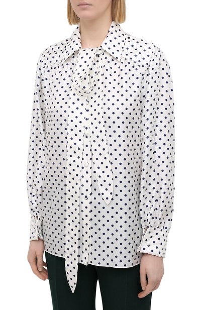 Шелковая блузка LANVIN черно-белого цвета по цене 134000 руб., арт. RW-T0601I-4839-P21, фото 3 Шелковая блузка LANVIN, арт. RW-T0601I-4839-P21, фото 3