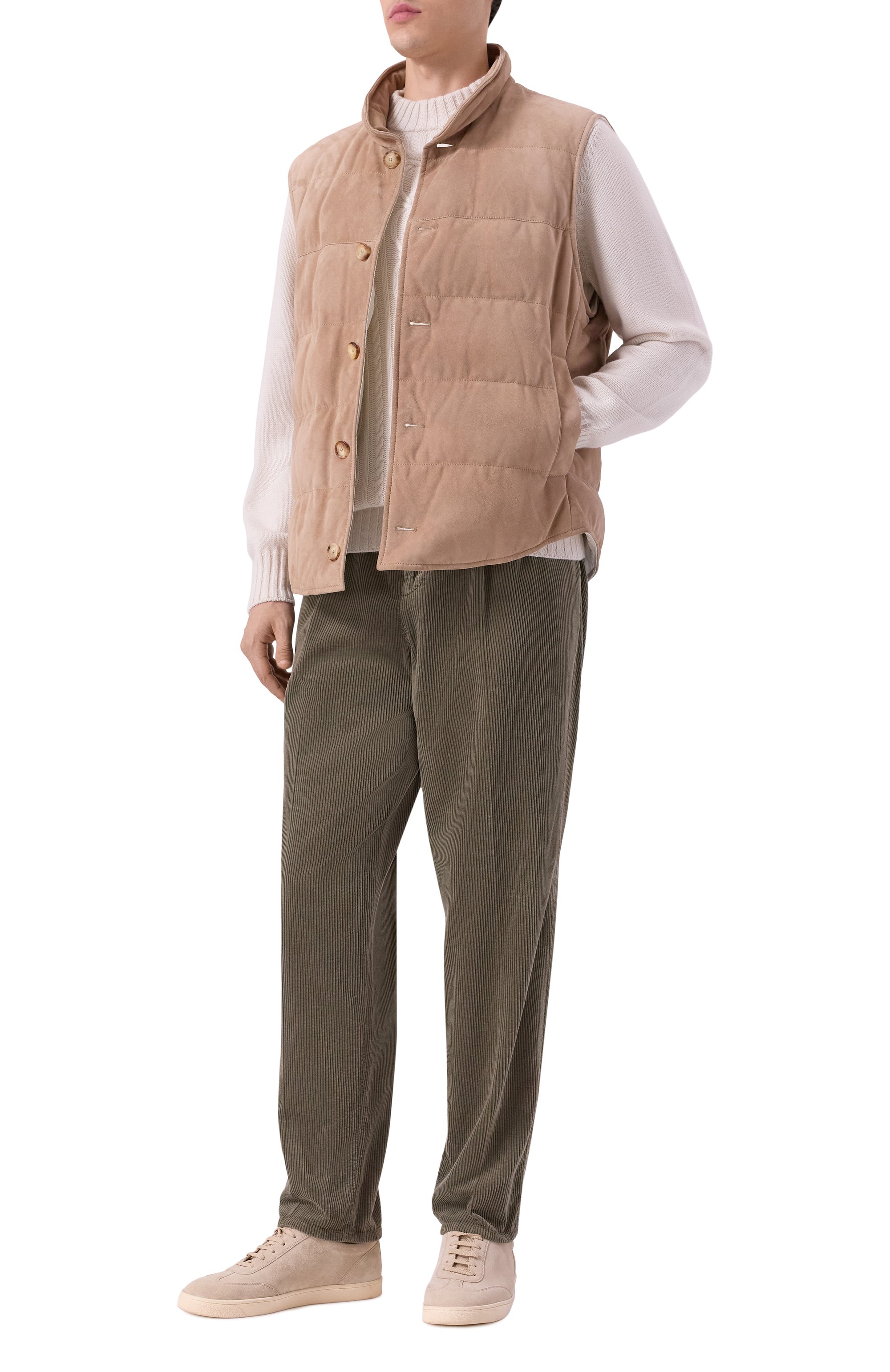 Вельветовые брюки BRUNELLO CUCINELLI хаки цвета по цене 143500 руб., арт. M280UE1710, фото 2 Вельветовые брюки BRUNELLO CUCINELLI, арт. M280UE1710, фото 2