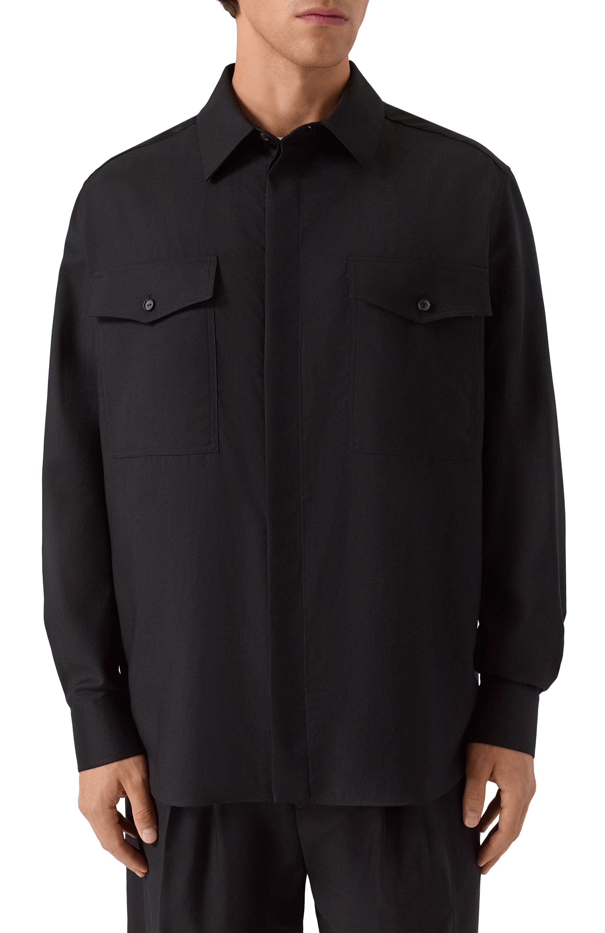 Кашемировая рубашка MVST черного цвета по цене 199500 руб., арт. M25.1PM.B007, фото 3 Кашемировая рубашка MVST, арт. M25.1PM.B007, фото 3