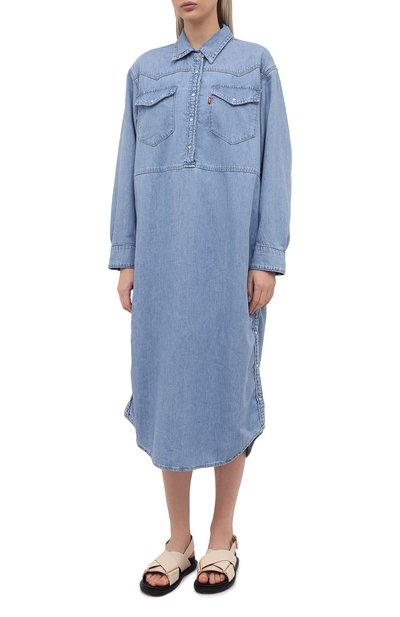 Джинсовое платье ganni x levi's GANNI голубого цвета по цене 39950 руб., арт. F6093, фото 3 Джинсовое платье ganni x levi's GANNI, арт. F6093, фото 3