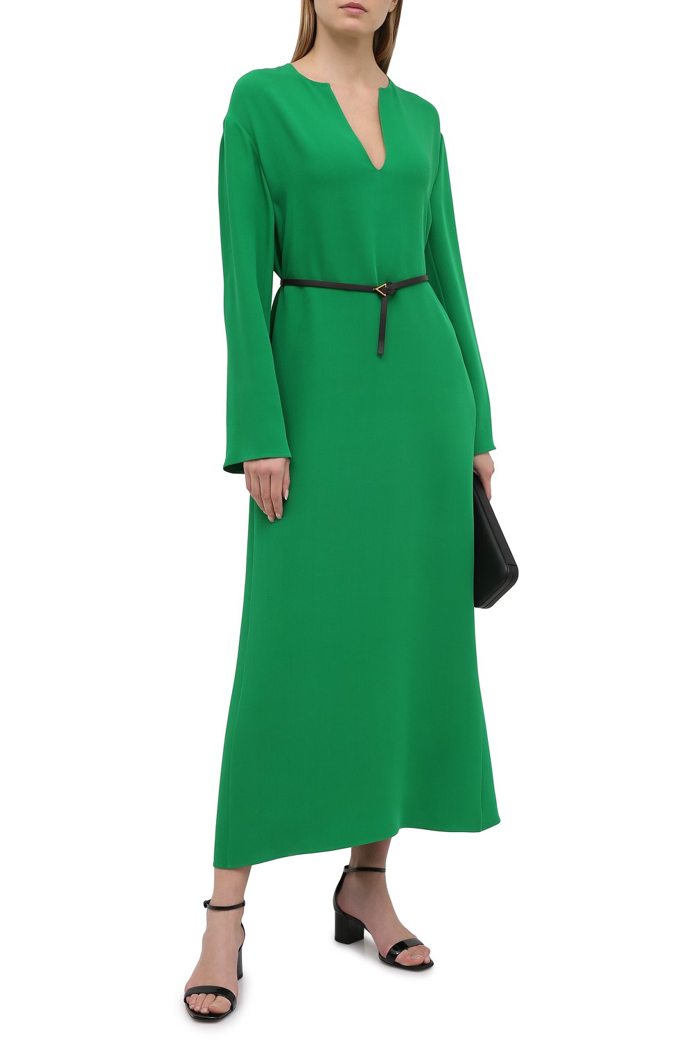 Шелковое платье VALENTINO зеленого цвета по цене 361000 руб., арт. VB3VDBR61MM, фото 2 Шелковое платье VALENTINO, арт. VB3VDBR61MM, фото 2