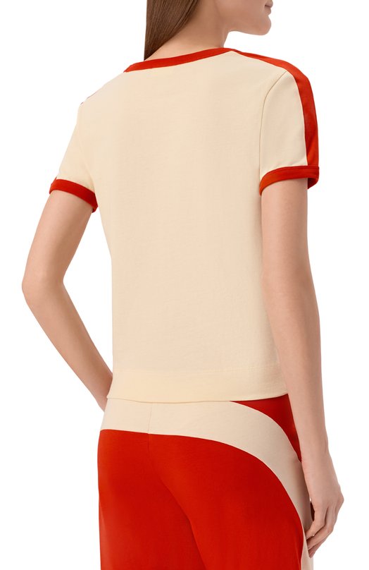 Хлопковая футболка Dries Van Noten 011111/3603 Кремовый  011111/3603 Фото 4