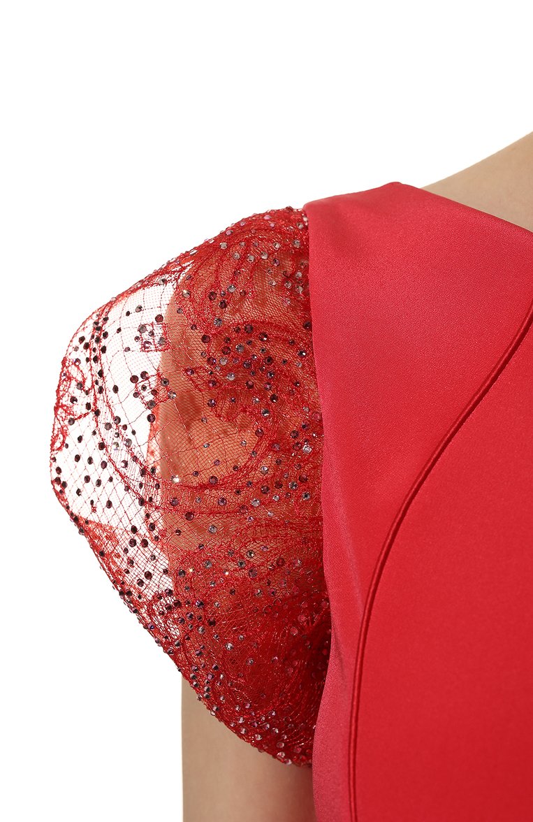 Женское шелковое платье GIORGIO ARMANI кораллового цвета, арт. 9SHVR00N/T00WJ | Фото 5 (Рукава: Короткие; Материал внешний: Шелк; Длина Ж (юбки, платья, шорты): Макси; Случай: Вечерний; Статус проверки: Проверена категория; Женское Кросс-КТ: Платье-одежда; Ювелирные украшения: Назначено; Автоматизация ТО: Проставлено; Автоматизация состава: Проставлено)