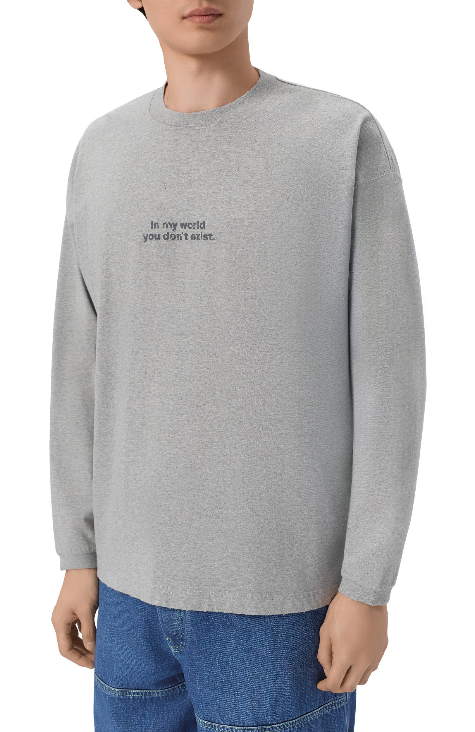 Хлопковый лонгслив VETEMENTS серого цвета по цене 89250 руб., арт. MH27LS265G, фото 4 Хлопковый лонгслив VETEMENTS, арт. MH27LS265G, фото 4