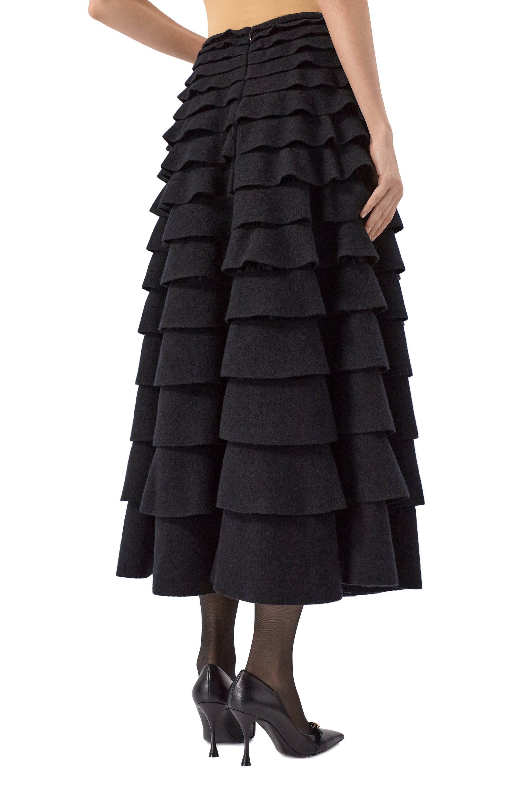 Шерстяная юбка VALENTINO черного цвета по цене 799500 руб., арт. 5B0KG04J8VS, фото 4 Шерстяная юбка VALENTINO, арт. 5B0KG04J8VS, фото 4