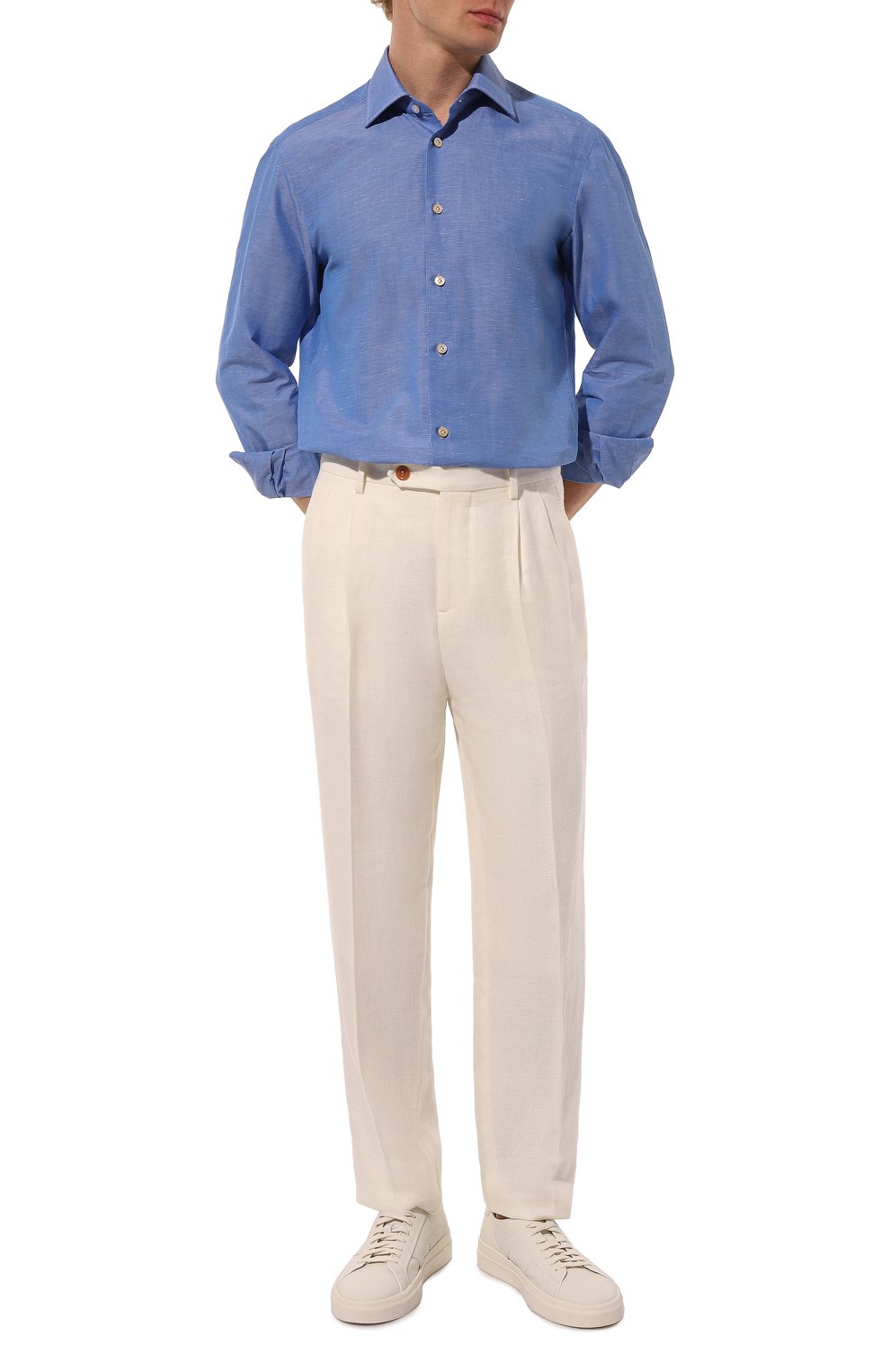 Сорочка из хлопка и льна KITON, арт. UCIH06609, фото 2