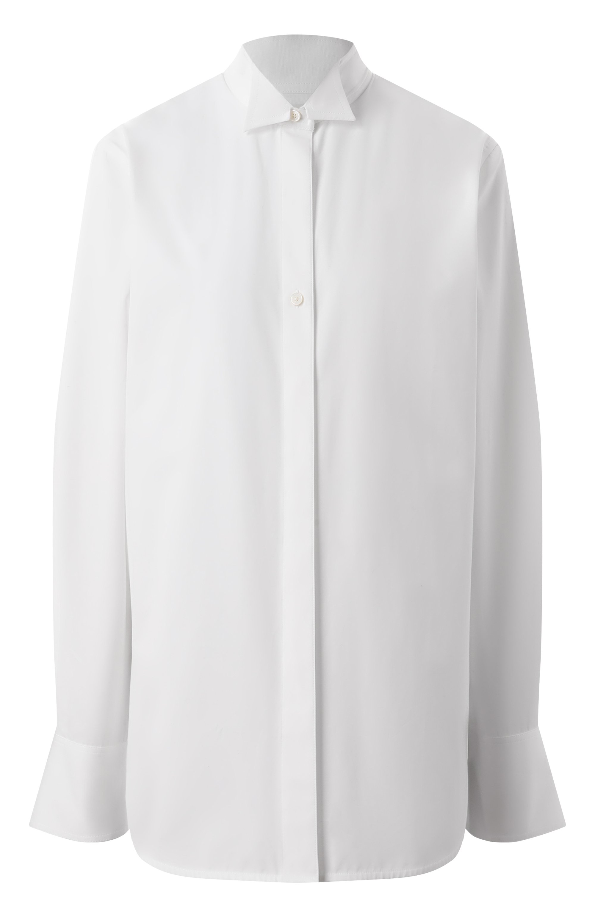 Хлопковая рубашка TOTEME белого цвета по цене 59200 руб., арт. 251-WRT4291-FB0342, фото 1 Хлопковая рубашка TOTEME, арт. 251-WRT4291-FB0342, фото 1