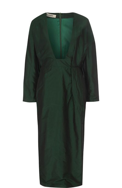 Шелковое платье-миди с глубоким v-образным вырезом TATA NAKA, арт. TN20000/TAFFETA, фото 1