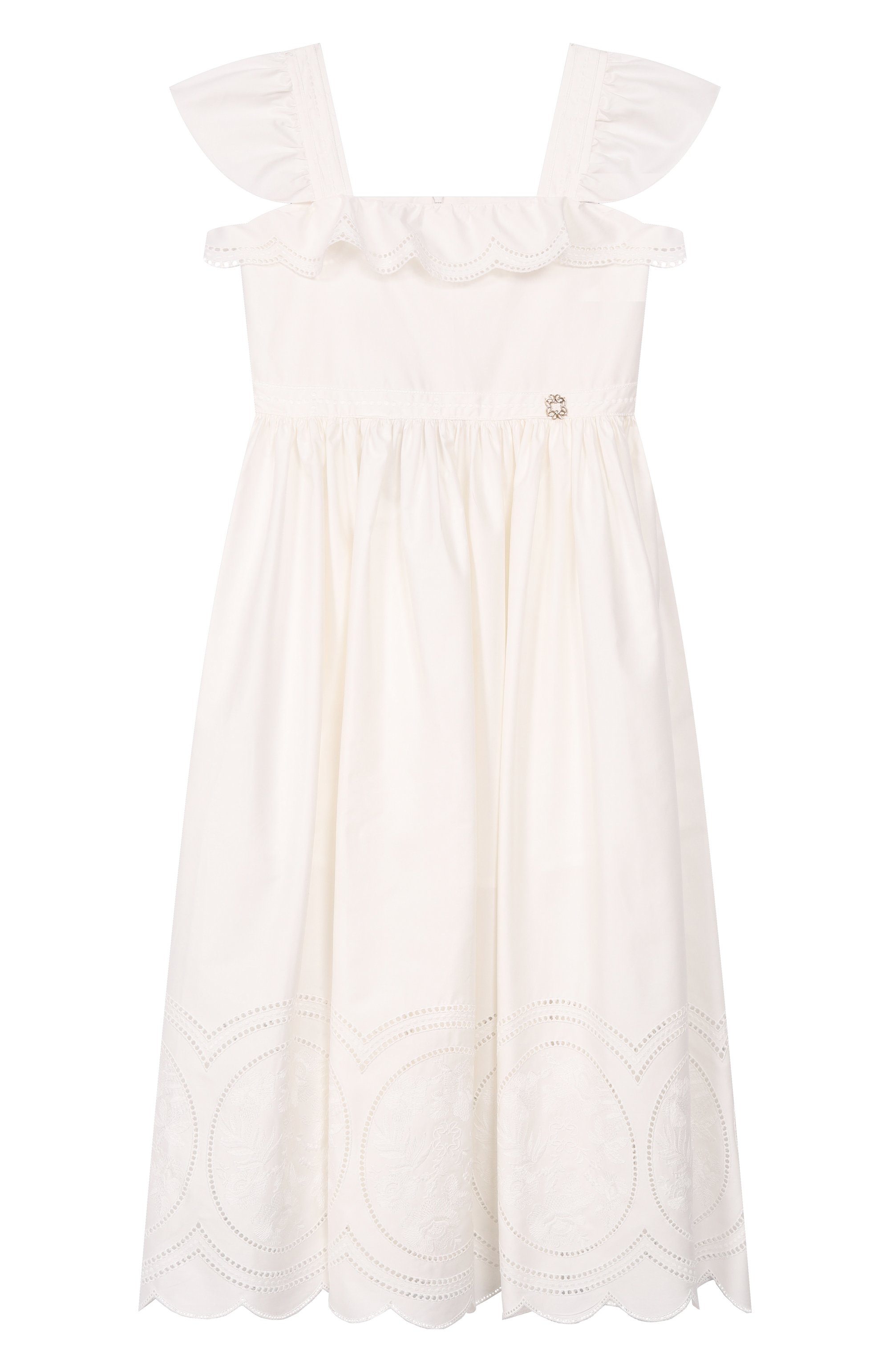 Хлопковый сарафан ELIE SAAB JUNIOR кремового цвета по цене 119000 руб., арт. EFAB100 MX MC/TS0724 RIC05_001, фото 1 Хлопковый сарафан ELIE SAAB JUNIOR, арт. EFAB100 MX MC/TS0724 RIC05_001, фото 1