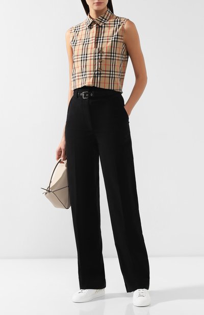 Хлопковый топ BURBERRY бежевого цвета по цене 39950 руб., арт. 8014301, фото 2 Хлопковый топ BURBERRY, арт. 8014301, фото 2