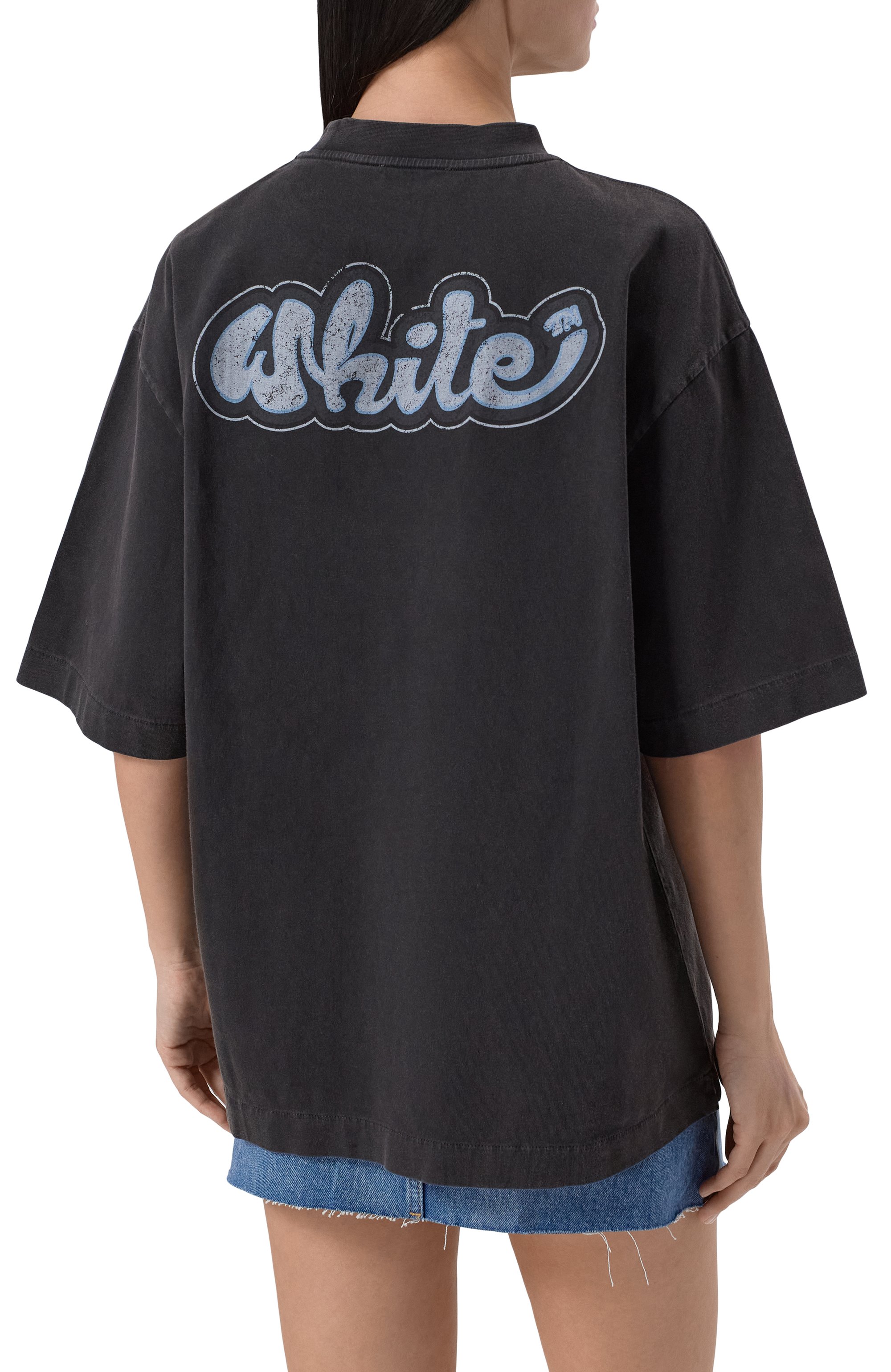 Хлопковая футболка OFF-WHITE черного цвета по цене 49950 руб., арт. 0WAA134S25JER0030742, фото 4 Хлопковая футболка OFF-WHITE, арт. 0WAA134S25JER0030742, фото 4