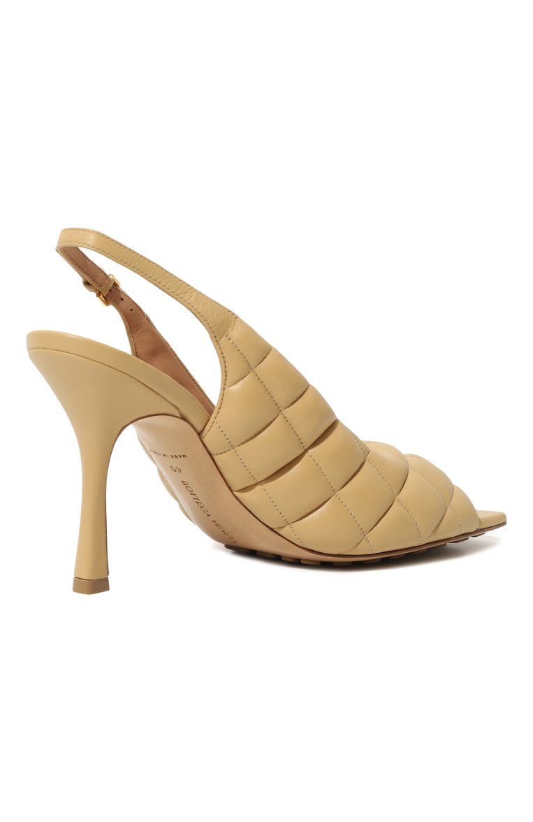 Женские кожаные босоножки padded BOTTEGA VENETA бежевого цвета, арт. 729765/VBRR0 | Фото 5 (Материал внутренний: Натуральная кожа; Каблук высота: Высокий; Подошва: Плоская; Каблук тип: Шпилька; Материал внешний: Натуральная кожа)