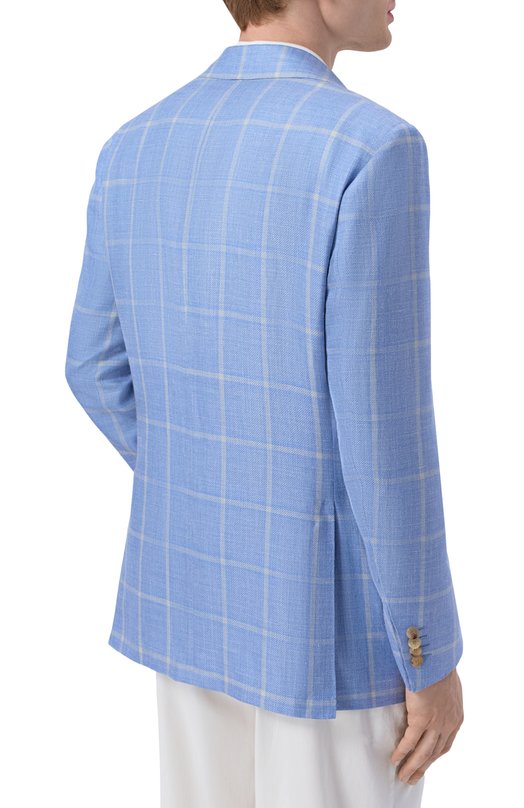 Пиджак из кашемира и шелка Kiton UG81K0639G Голубой  UG81K0639G Фото 4