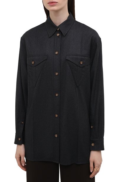 Шерстяная рубашка BURBERRY темно-серого цвета по цене 85700 руб., арт. 8044655, фото 3 Шерстяная рубашка BURBERRY, арт. 8044655, фото 3