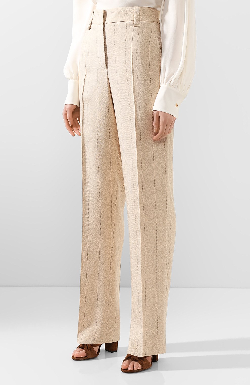 Шелковые брюки GIORGIO ARMANI бежевого цвета по цене 226500 руб., арт. 0SHPP09M/T01HS, фото 3 Шелковые брюки GIORGIO ARMANI, арт. 0SHPP09M/T01HS, фото 3