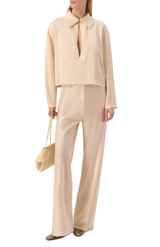 Атласные брюки Aya Muse AMR2647 Кремовый  AMR2647 Фото 2