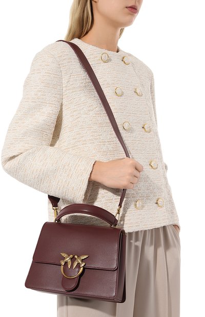 Сумка love one medium PINKO бордового цвета по цене 37900 руб., арт. 100066/A0F1, фото 2 Сумка love one medium PINKO, арт. 100066/A0F1, фото 2
