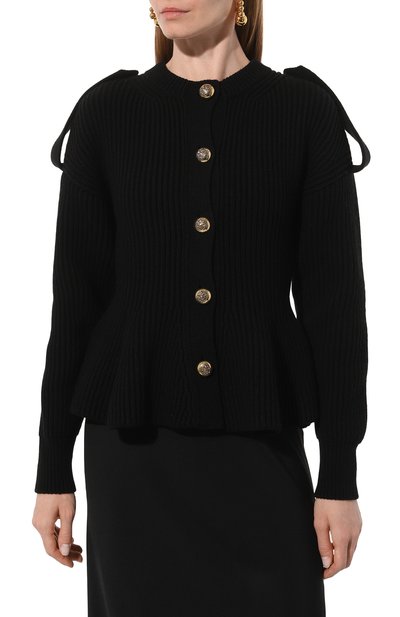 Кардиган из шерсти и кашемира ALEXANDER MCQUEEN черного цвета по цене 233500 руб., арт. 758564/Q1A6T, фото 3 Кардиган из шерсти и кашемира ALEXANDER MCQUEEN, арт. 758564/Q1A6T, фото 3