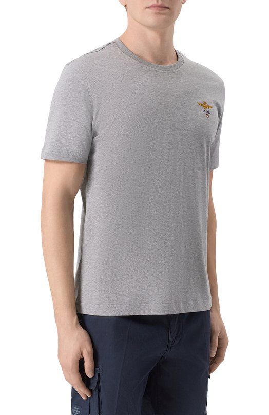 Хлопковая футболка Aeronautica Militare TS1580UJ00372_001 Серый  TS1580UJ00372_001 Фото 3