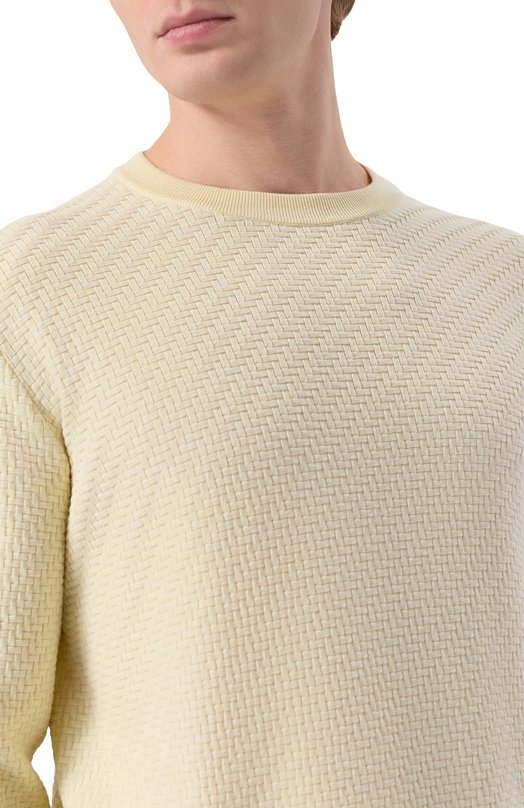 Джемпер из хлопка и шелка Brioni UMQ90L/PAK22 Кремовый  UMQ90L/PAK22 Фото 5