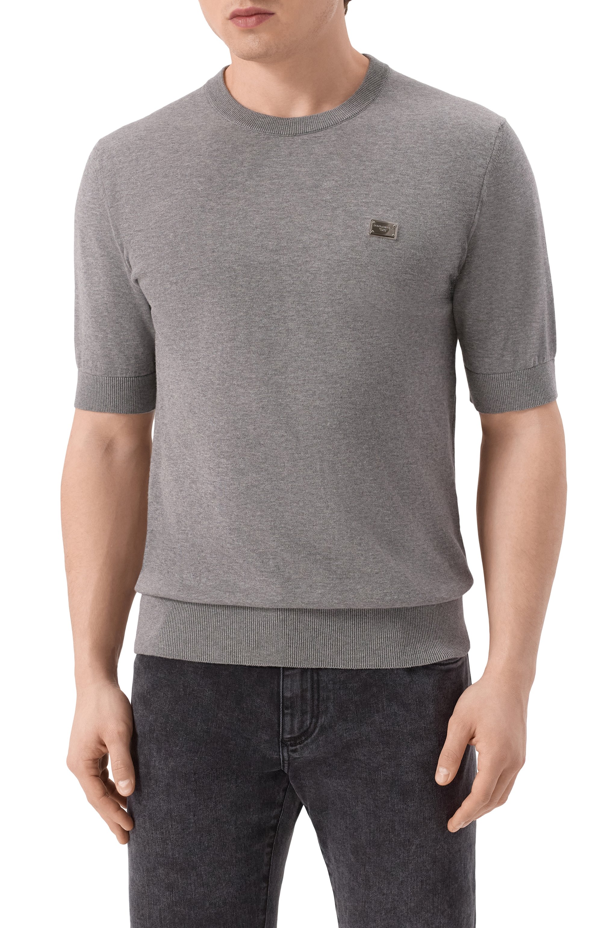 Хлопковый джемпер DOLCE & GABBANA серого цвета по цене 95050 руб., арт. GXX03T/JBCE9, фото 3 Хлопковый джемпер DOLCE & GABBANA, арт. GXX03T/JBCE9, фото 3